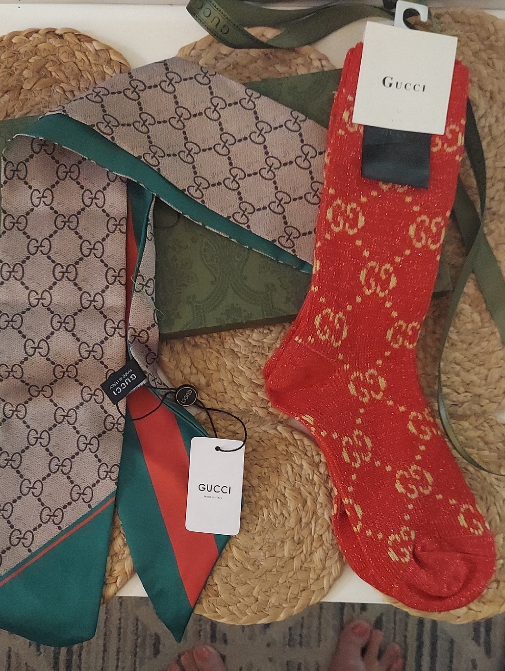 Silk Twilly Scarf And GG Socks Bundle